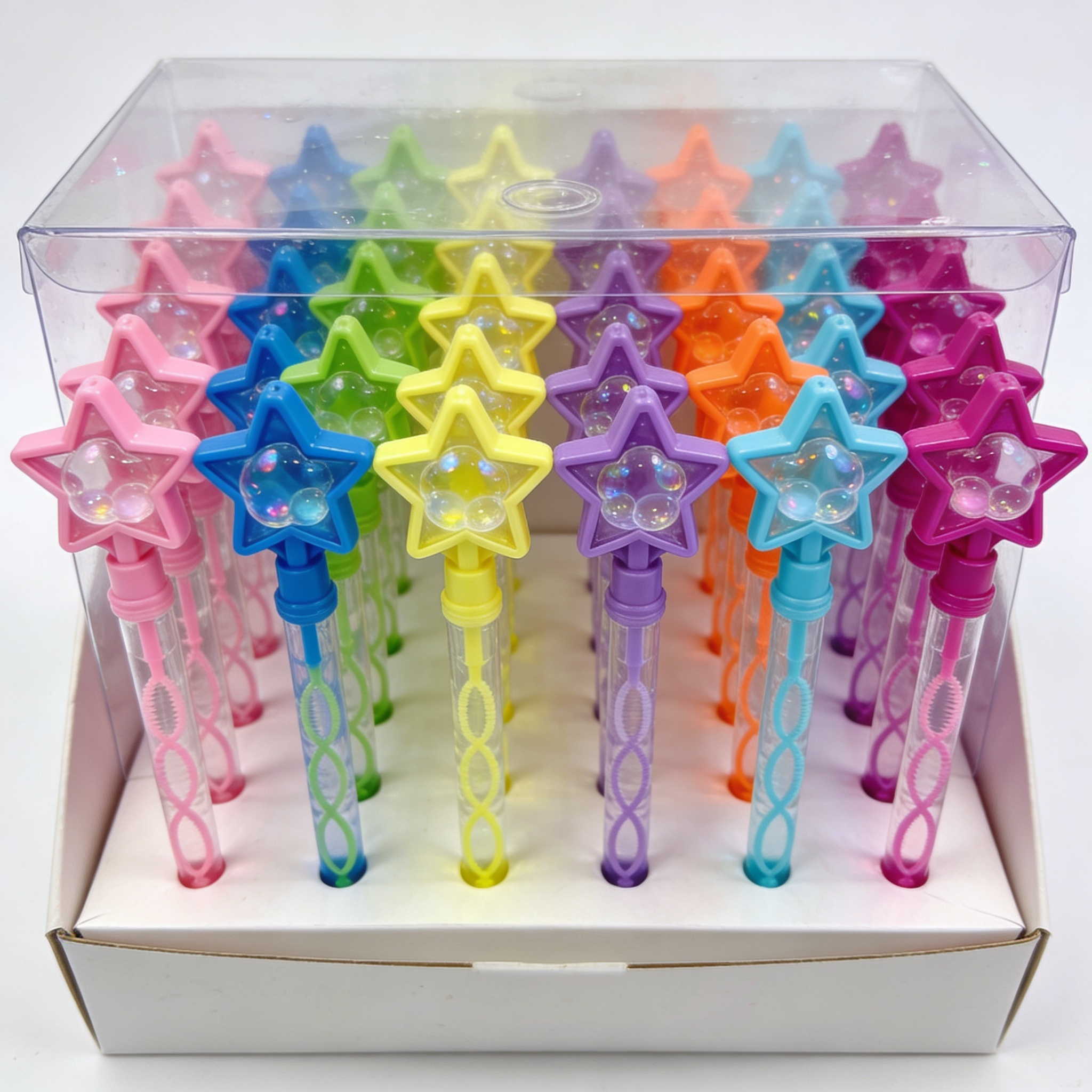 toymilo.com 32 Pcs 8 Colors Neon Bubbles Party Favors for Kids, Mini Star Bubble Wand Bulk in Gift Box for Goody Bag Stuffers, Classroom Giveaways, Carnival Prizes, Birthday Treats, and Toddler Party Supplies